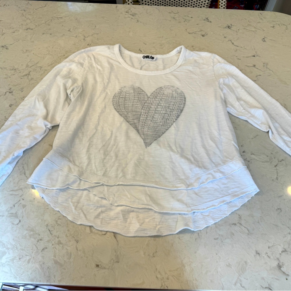 CHRLDR Cheerleader long sleeve mock layer tee shirt with black heart